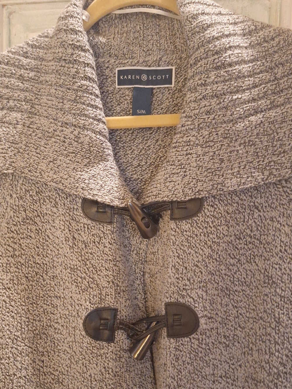 Karen Scott Gray Teddy Toggle poncho Jacket